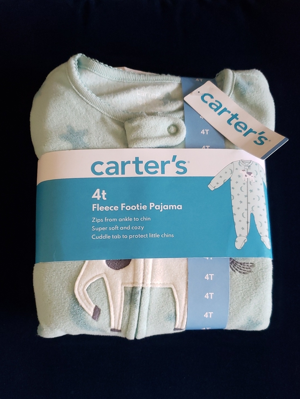 NWT- Carter's 4T Mint Green Fleece Footie Pajama